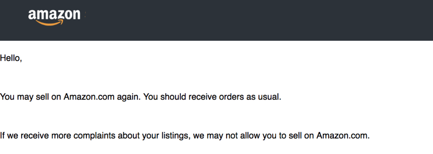 Amazon may allow you to continue selling on their site