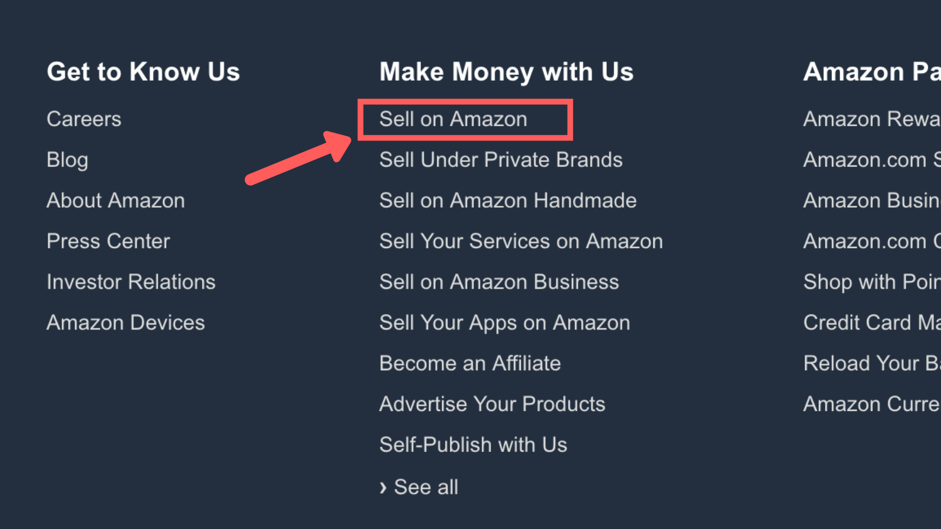 sell on Amazon is on the footer of their website